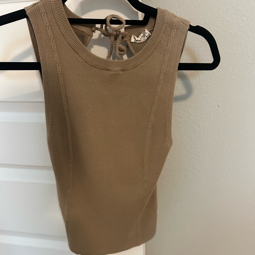 Free People Tan Knit Tank Top